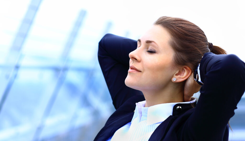 Business woman relaxing after quitting her job.